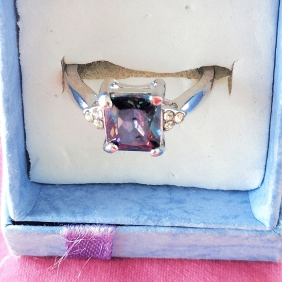 925 sterling silver Emerald cut Mystic topaz crystal ring - Picture 6 of 13